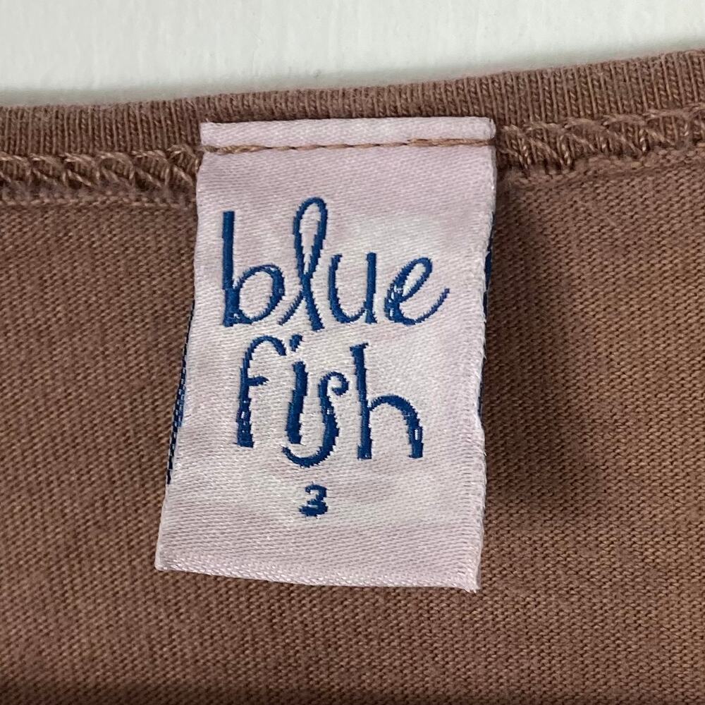 nwot BLUE FISH Top Tunic Dress 3~L~XL Brown Graphic-Art Organic-Cotton HandPrint - Picture 3 of 10